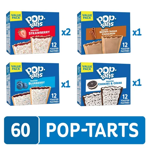 Vista 6 de Pop-Tarts - Tostadas, alimentos para el desayuno, bocadillos para niños, paquete variado (60 Pop-Tarts)