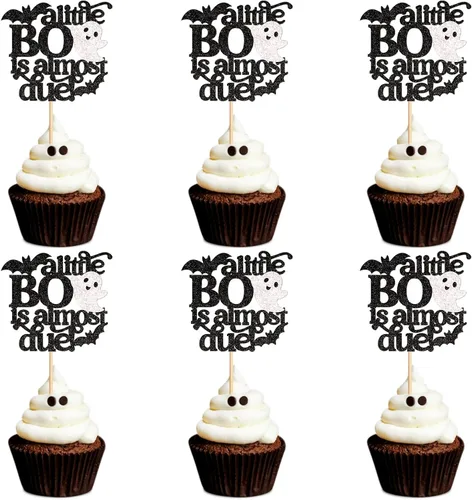 Vista 13 de 24 piezas de Halloween Baby Boo Cupcake Toppers Boo Ghost Cupcake Picks Baby Shower Halloween Boy Girl First Birthday Party Decoración Suministros