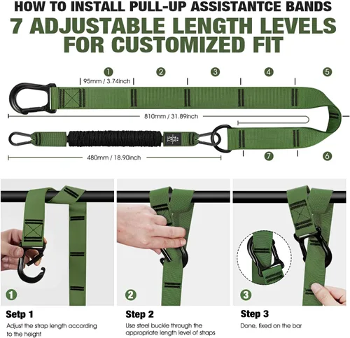 Vista 8 de KUTIZE Pull Up Assistance Bands, Pull Up Bar Resistance Bands, Pull Up Bands for Enhanced Strength Training, Muscle Training, 3 Heavy-Duty
