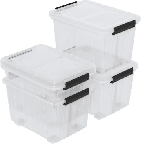 Vista 8 de Ggbin Caja de almacenamiento transparente de 30 cuartos de galón con ruedas, juego de 4 Plástico