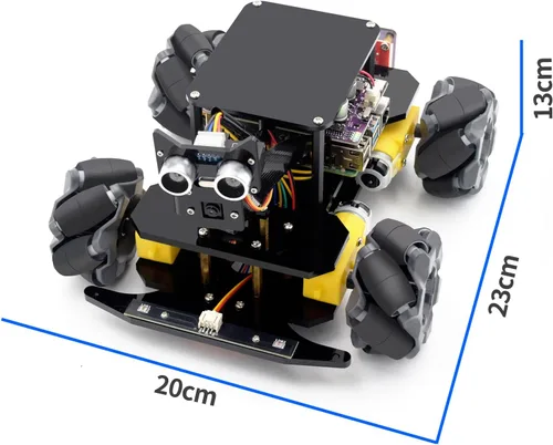 Vista 7 de Adeept 4WD Mecanum Wheel Kit de coche inteligente para Raspberry Pi 5/4B/3B/3B+(tablero no incluido), seguimiento de línea, seguimiento de luz