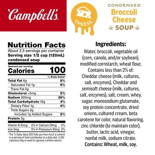 Vista 2 de Campbell's - Sopa condensada de brócoli con queso, lata de 10.5 onzas