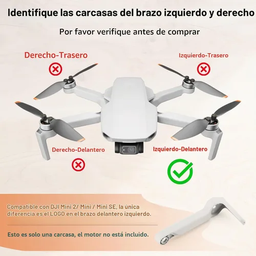 Vista 4 de Cáscara de Brazo Corporal para DJI Mavic Mini 2 Cubierta de Brazos de Reemplazo para DJI Mini/Mini SE Mini 4K Drone Accesorios Piezas