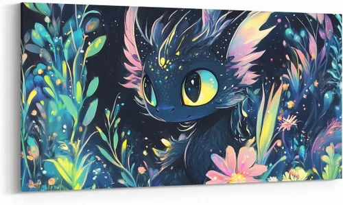 Vista 15 de Daisy Florals Wall Artwork Decor,Cartoon Blue Wildflowers Wall Painting for Boys Girls Women,Retro Country Style 38" Lx19 W