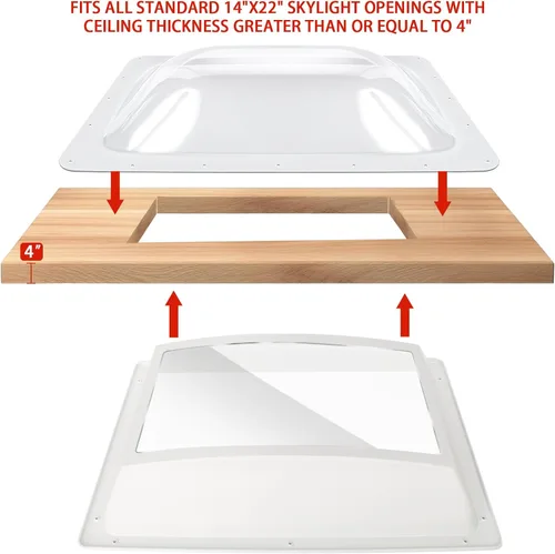 Vista 7 de Paquete de Reemplazo de Tragaluz para RV, Tragaluz Exterior de Cúpula de 18" x 26" que se Adapta a una Apertura de 14" x 22", Reemplazo de Tragaluz