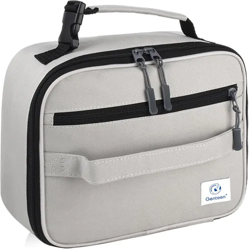 Vista 8 de Genteen Paquete de 2 bolsas de almuerzo suaves aisladas con doble cremallera, resistente, congelable y reutilizable para niños, hombres