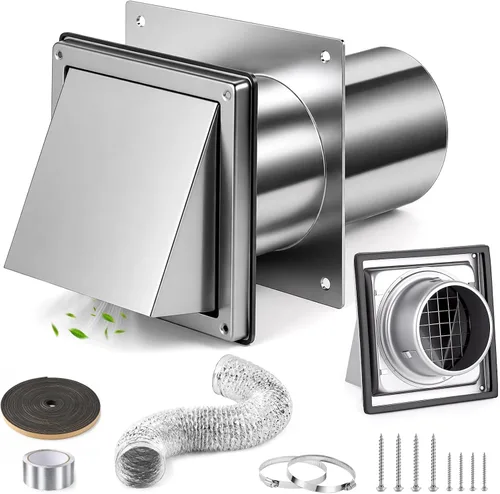Vista 8 de Kit de ventilación de secadora de 4 pulgadas con placa de pared
