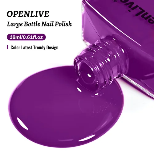 Vista 66 de OpenLive Esmalte de uñas negro de 0.6 fl oz, gran volumen, secado rápido, secado rápido y de larga duración, arte de uñas de color para bricolaje