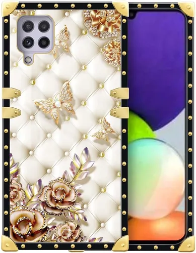 Vista 127 de Funda compatible con Samsung Galaxy A03S 4G, TPU suave de lujo y parte trasera de policarbonato duro para niñas y mujeres, funda protectora a prueba