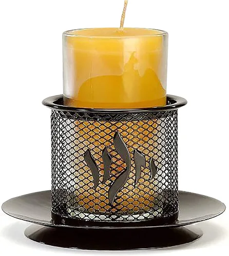 Vista 5 de Ner Mitzvah Yizkor Yahrzeit - Portavelas decorativo Yartzeit Memorial - Negro