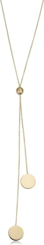 Vista 2 de Kooljewelry Collar Lariat de doble disco de oro de 14 quilates (se ajusta hasta 28 pulgadas)