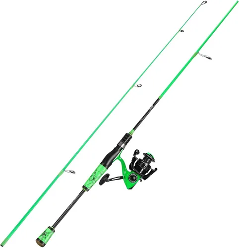 Vista 2 de One Bass Combo de caña de pescar y carrete, combo giratorio con mango de superpolímero