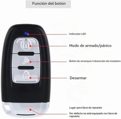Vista 2 de EASYGUARD EC002-LB-NS Sistema de alarma de coche con código variable, entrada sin llave pasiva, botón de arranque/parada táctil, alarma