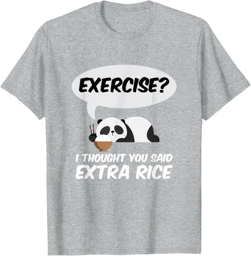 Vista 37 de ¿Ejercicio? I Thought You Said Extra Rice Panda Gift T-Shirt, Negro, S