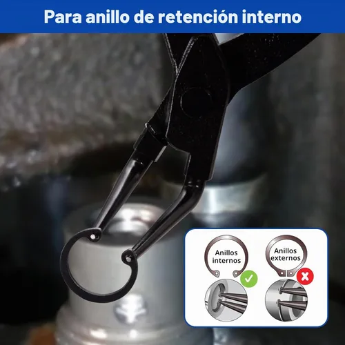 Vista 3 de Toolwiz - Alicates de anillo de presión resistentes, alicates de clip interno de 90 grados, color rojo Carbon Steel Retaining Ring C Clip Circlip