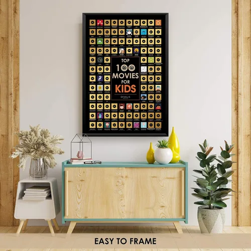 Vista 6 de Póster de películas para niños para raspar - Mapa de lista de deseos de los 100 mejores niños - Póster de cine para niños rascador grande - Tabla