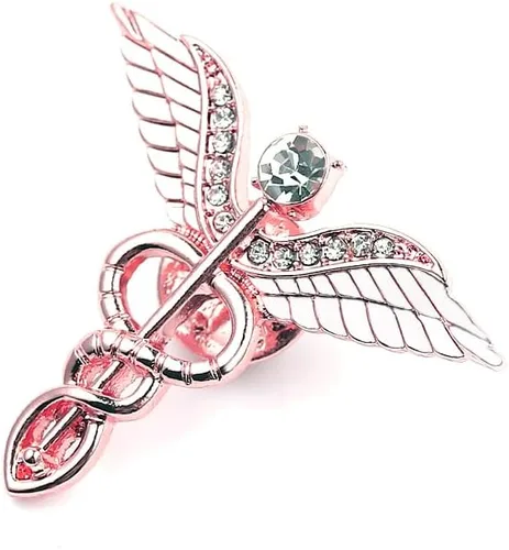 Vista 7 de Símbolo médico Caduceus Estetoscopio RN Insignia de enfermería Broches de solapa para enfermera registrada Doctor Rod Of Asclepius Broche
