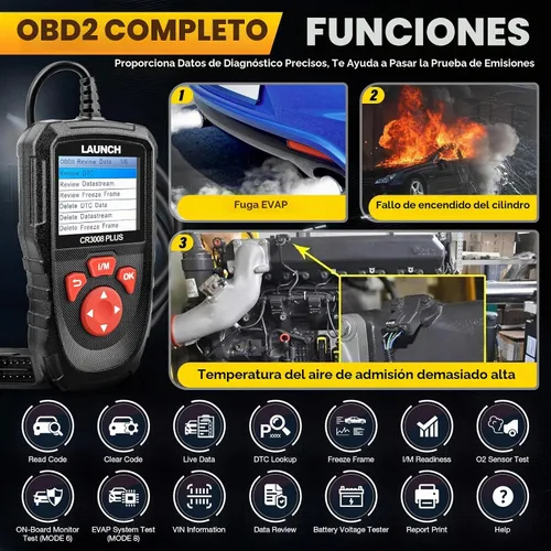 Vista 2 de LAUNCH Escáner Profesional OBD2 Herramienta de Diagnóstico CR3008 Plus, I/M de Una Tecla, Lector de Códigos con Actualización de por Vida, Lector