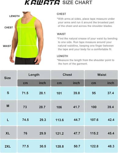 Vista 6 de KAWATA Camisetas sin mangas de neón para hombre, de secado rápido, gimnasio, culturismo, entrenamiento, camisetas sin mangas, camiseta de verano
