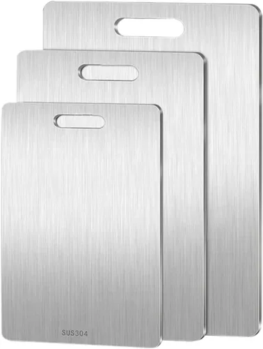 Vista 3 de Panel de acero inoxidable 316 y tabla de cortar cocina hogar espesado bloque de corte de doble cara amasado masa (15.4x11.0 in)