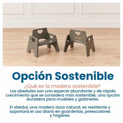 Vista 8 de ECR4Kids Silla apilable de madera para niños pequeños, 15 cm, Muebles para niños, Lavado gris, 2 unidades Gris (Grey Wash)