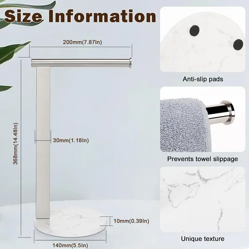 Vista 3 de Soporte para toallas de mano para baño, toallero de mano en forma de L, toallero de cocina, organizador de encimera, material de acero inoxidable