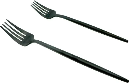 Vista 6 de JASHII 18/10 mate negro cubiertos de acero inoxidable 5 piezas Set, cuchillo tenedor ensalada tenedor postre cuchara de la cena, servicio de 1, lujo
