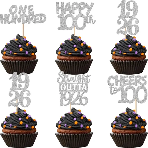 Vista 51 de 30 piezas negras para cupcakes de 10.º cumpleaños con purpurina Ten Happy 10 Straight Outta 2016 para saludos a 10 años 10 cumpleaños, boda Negro