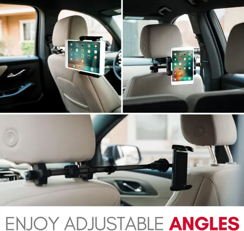 Vista 5 de Macally Soporte para reposacabezas de automóvil, esenciales para viaje por carretera, para niños, soporte para tablet de asiento trasero