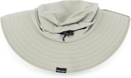 Vista 9 de Sombrero Boonie de ala ancha impermeable UPF 50+ para hombre, protección contra el sol y la lluvia Beige