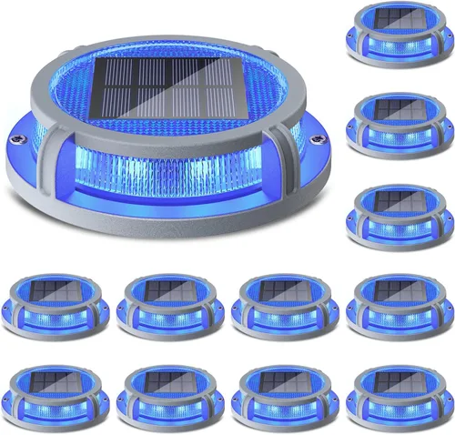 Vista 9 de SIEDiNLAR Luces solares para cubierta al aire libre, 2 modos, 16 LED, marcadores de entrada, luz de muelle, funciona con energía solar, impermeable