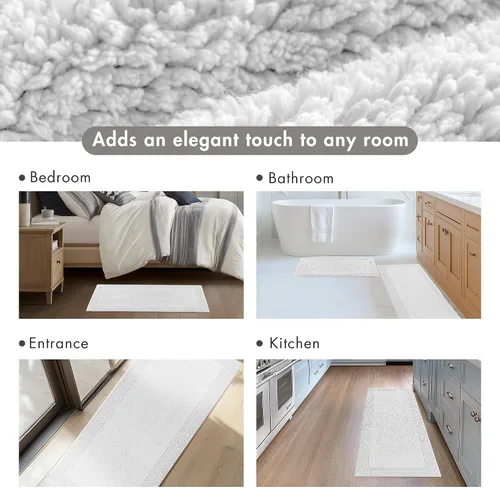 Vista 7 de Madison Park Splendor - Alfombra de baño reversible 100% algodón con mechones - 3000 GSM calidad hotelera lujosa felpa de pelo medio alfombrilla