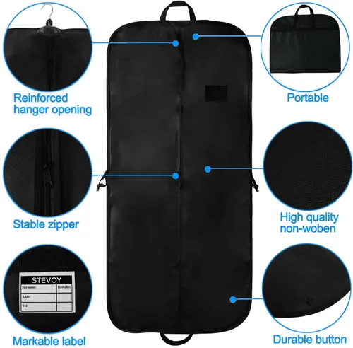 Vista 3 de Bolsa de ropa transpirable de 54 pulgadas para hombre, fundas de traje, bolsa de transporte de viaje con asas, plegable