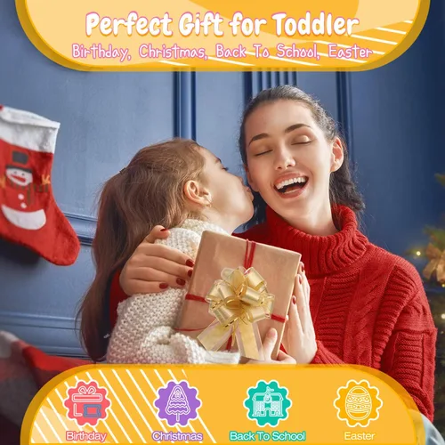 Vista 4 de Tablero de actividades con interruptores de luz LED, juguetes Montessori para niños de 1, 2, 3 años, tablero de actividades sensoriales de madera