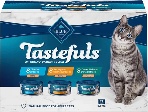 Vista 15 de Blue Buffalo Tastefuls Natural Pate - Comida húmeda natural para gatos, ternera, latas de 5.5 onzas (24 unidades) La carne de res real es lo
