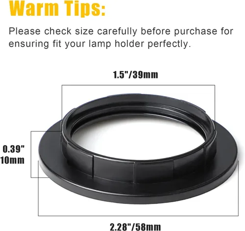 Vista 2 de Anillos de pantalla de lámpara, anillo de enchufe para enchufes E26 de base media, accesorios de iluminación Soporte de lámpara para pantallas