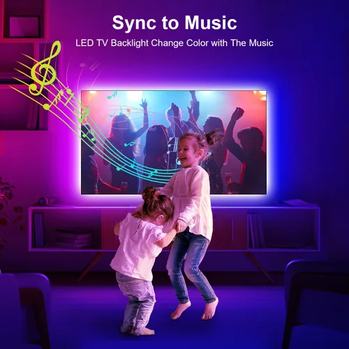 Vista 4 de Nexillumi - Luces LED para TV, retroiluminación LED de 13.2 pies para 32-65 pulgadas, tira de luces LED RGB detrás de la TV, control remoto por