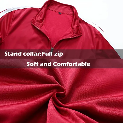 Vista 2 de GXAMOY Conjunto deportivo deportivo de 2 piezas para hombre, casual, con cremallera completa, para correr, entrenamiento, deportes, conjunto