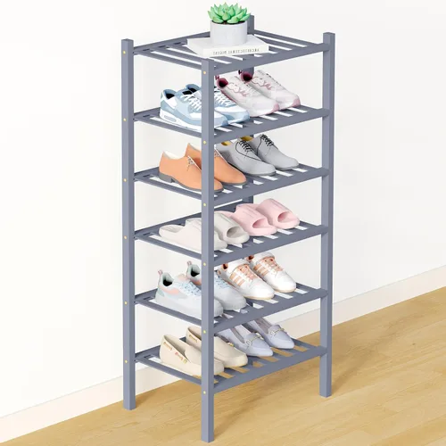 Vista 34 de Smiry Zapatero de bambú para armario, organizador de zapatos de madera de 3 niveles, estante apilable de almacenamiento de zapatos de madera