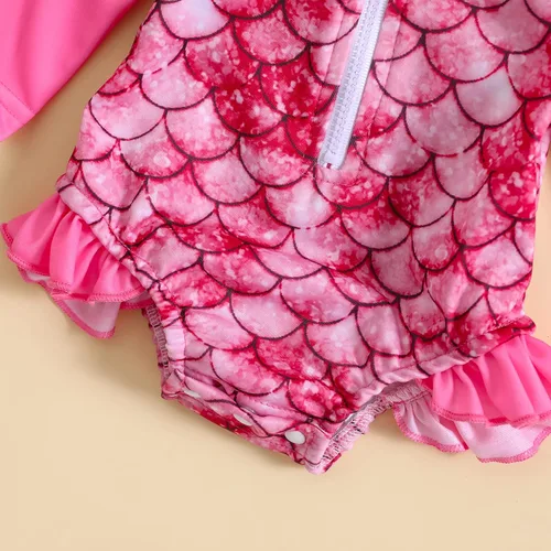 Vista 36 de Traje de baño de una pieza con cremallera de manga larga para bebé niña con gorro
