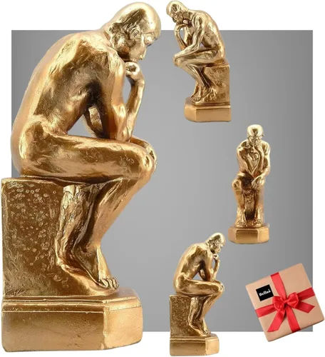 Vista 6 de Bellaa Thinker Sujetalibros Rodin Auguste - Estatua para libros con extremos resistentes, no esquíes, poliresina dorada de 9 pulgadas (1)