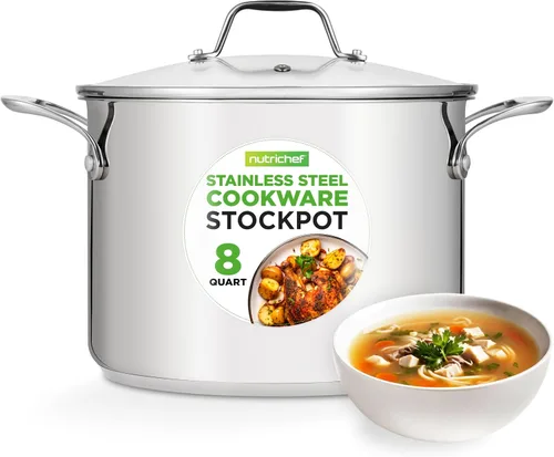Vista 11 de NutriChef Olla de acero inoxidable de 2 cuartos de galón con tapa, cacerola resistente con asas ergonómicas, para todas las estufas