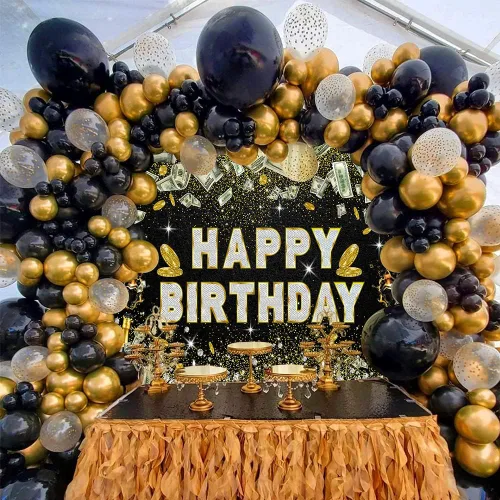 Vista 2 de Telón de fondo de cumpleaños de 5 x 3 pies, fondo de fiesta para niños y niñas, suministros para cabina de fotos