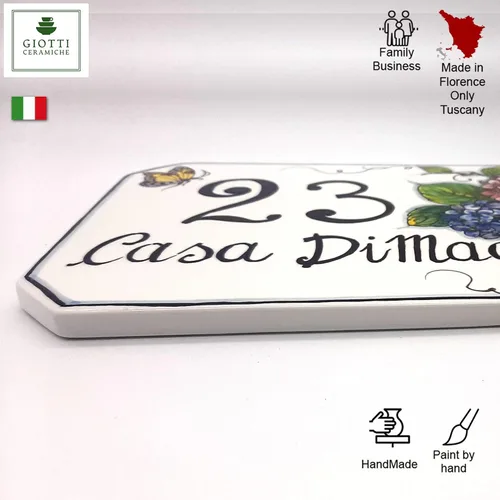 Vista 2 de Números de casa de azulejos de cerámica italiana para exteriores - Letrero de dirección pintado a mano - Personalízalo con su número o nombre