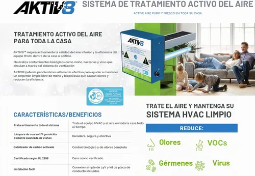 Vista 3 de Fresh-Aire UV AKTIV8 Sistema de tratamiento de aire activo en conducto, lámpara dual de 2 años