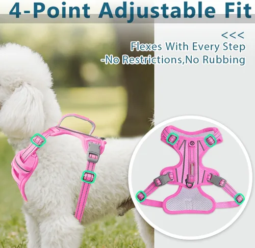 Vista 6 de BARKBAY Arnés para perro sin tirones con bolsillo para etiqueta de identificación, resistente, reflectante, de fácil control para perros grandes