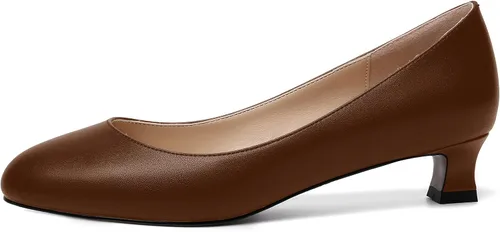 Vista 2 de Zapatos de tacón bajo con punta redonda para mujer, sin cordones, mate, 1.5 pulgadas