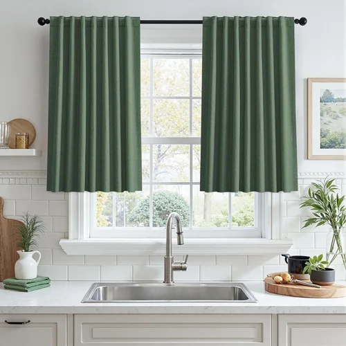Vista 29 de UHITECH Short Blackout Curtains for Bedroom 24 Inch Long 2 Panels, Beige