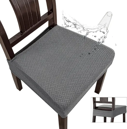 Vista 25 de Genina Fundas de asiento impermeables para sillas de comedor (2 unidades, con abertura trasera, beige)
