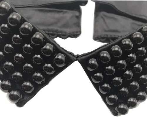 Vista 3 de Collar falso desmontable de moda para mujer, collar falso de perlas falsas para mujer, dos opciones de color (negro)